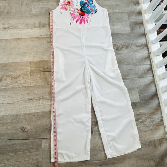 Lightweight jumpsuit with POCKETS and floral print on bib (size S) - Picture 7 of 11